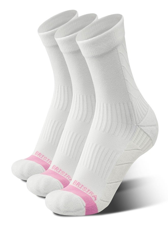 BRISIRA Coolmax Bamboo Viscose Running Compression Quarter Socks Women Moisture Wicking Anti Blister Athletic Ankle Cushion - Image 1